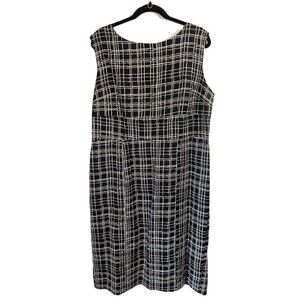 Merona Sleeveless Lined Black Dress w/White Stripes Size 18